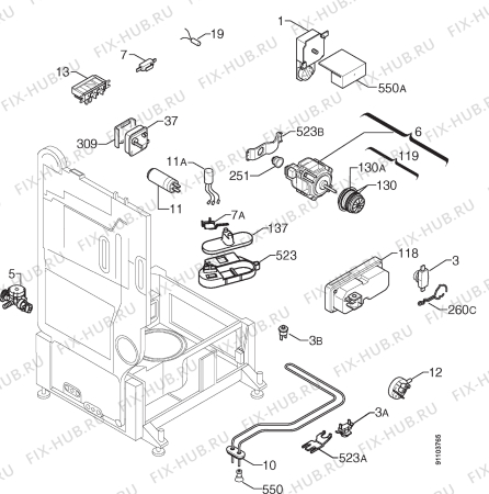 Взрыв-схема посудомоечной машины Rex RS3TGS - Схема узла Electrical equipment 268