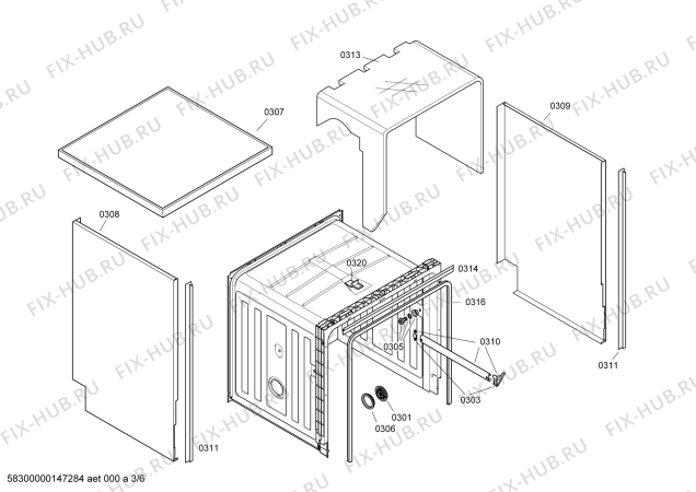 Взрыв-схема посудомоечной машины Bosch SGS45C12GB - Схема узла 03