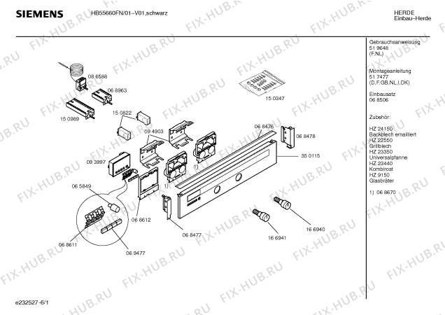 Схема №4 HB55660FN с изображением Панель управления для плиты (духовки) Siemens 00350115