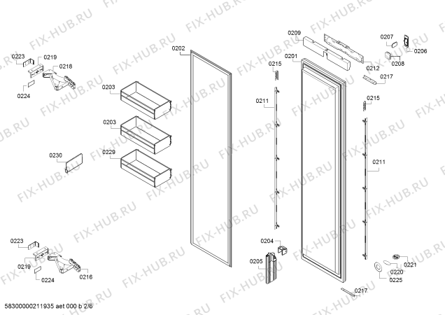 Взрыв-схема холодильника Gaggenau RC462504 Gaggenau - Схема узла 02