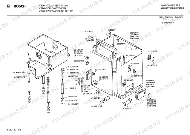 Взрыв-схема стиральной машины Bosch 0722044378 V320 - Схема узла 02