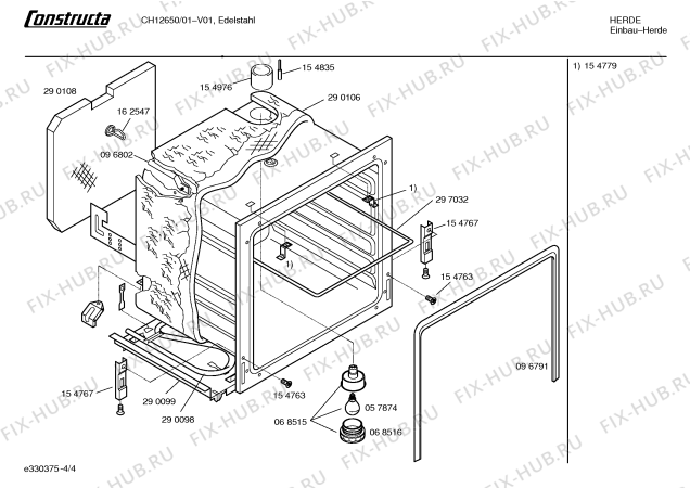 Взрыв-схема плиты (духовки) Constructa CH12650 - Схема узла 04