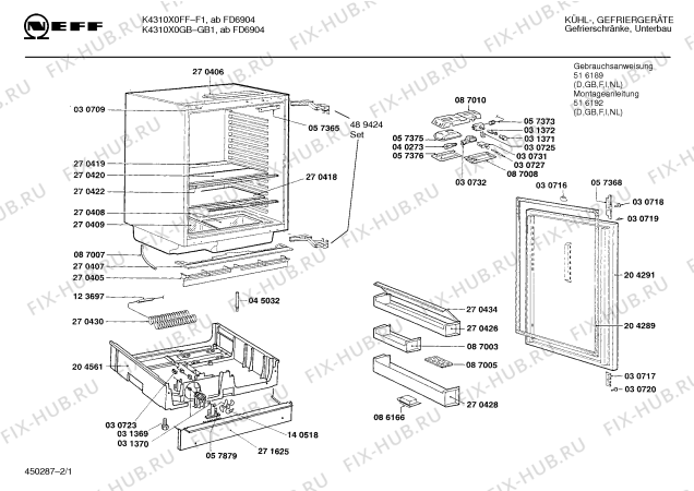 Схема №2 K4310X0FF с изображением Инструкция по эксплуатации для холодильной камеры Bosch 00516189
