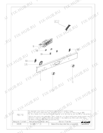 Взрыв-схема плиты (духовки) Beko OIM 24501 W (7757887623) - BARBAROS BI CONTROL PANEL GR EXPLODED VIEW