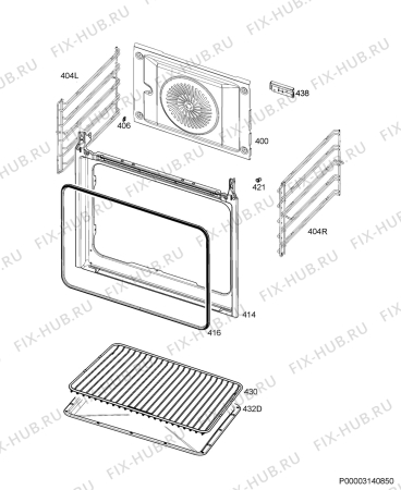 Взрыв-схема плиты (духовки) Aeg BEK230011M - Схема узла Oven
