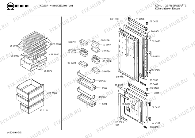 Взрыв-схема холодильника Neff K4460X3EU - Схема узла 02