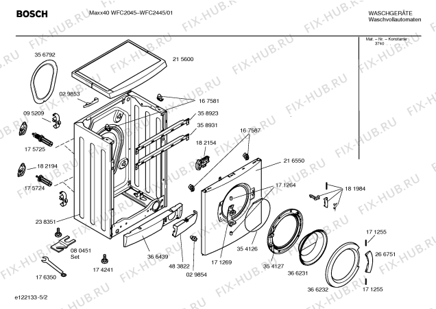 Взрыв-схема стиральной машины Bosch WFC2445 Maxx40 WFC2445 - Схема узла 02