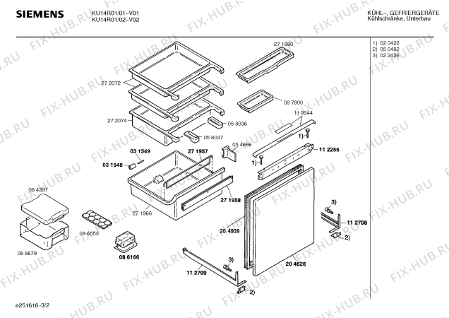 Взрыв-схема холодильника Siemens KU14R01 - Схема узла 02