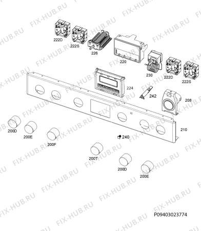 Взрыв-схема плиты (духовки) Electrolux EKC6556EIW - Схема узла Command panel 037