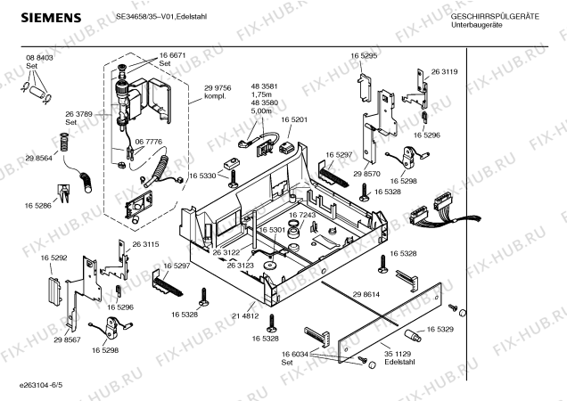 Взрыв-схема посудомоечной машины Siemens SE34658 Extraklasse - Схема узла 05