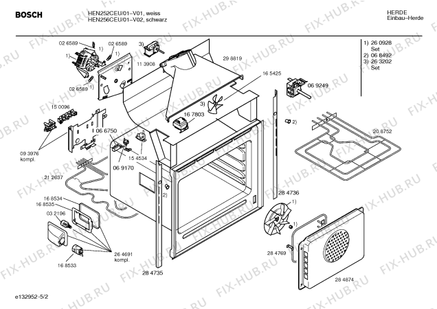 Схема №3 HEN252CEU с изображением Инструкция по эксплуатации для электропечи Bosch 00522833