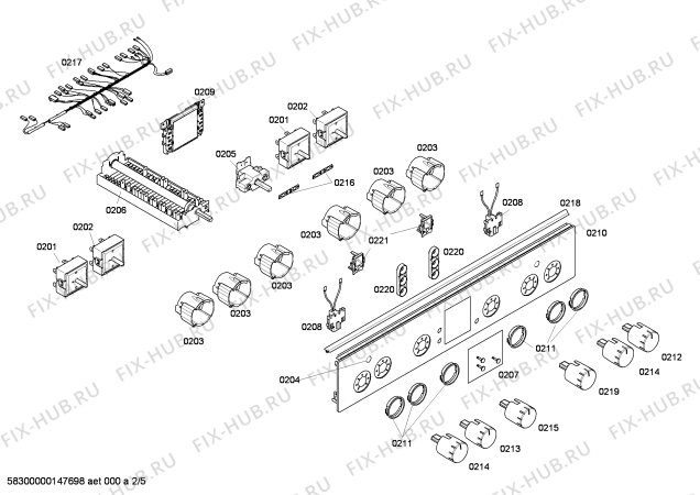 Взрыв-схема плиты (духовки) Bosch HCE744250S - Схема узла 02