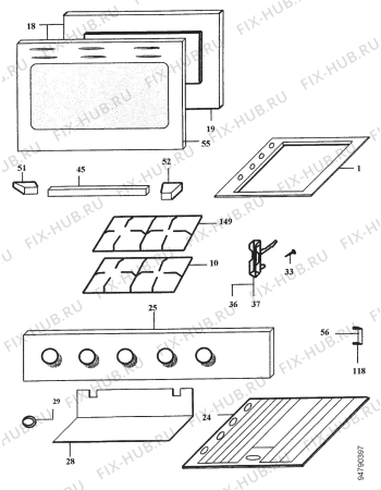 Взрыв-схема плиты (духовки) Corbero 5030S1 - Схема узла Section 2