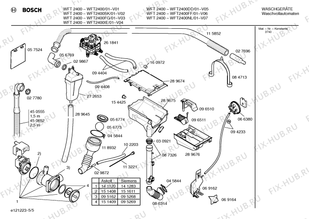 Схема №4 WFT2400IE WFT2400 с изображением Инструкция по эксплуатации для стиральной машины Bosch 00523524