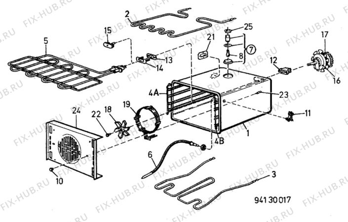 Взрыв-схема комплектующей Unknown CO225 - Схема узла H20 Oven primary (large) D