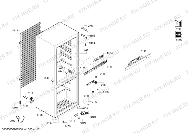 Схема №1 CK268V03 с изображением Дверь морозильной камеры для холодильника Bosch 00689098