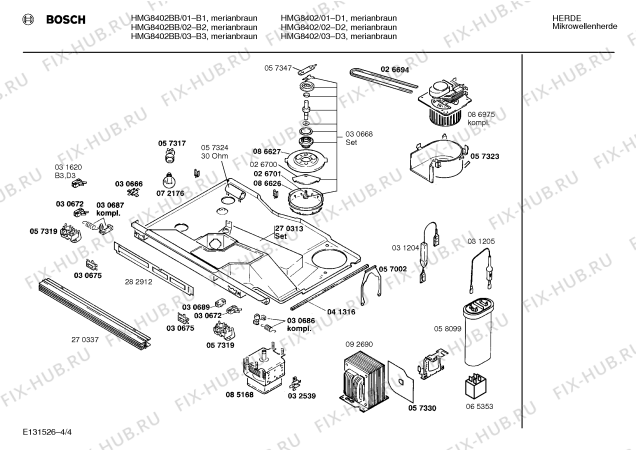 Взрыв-схема микроволновой печи Bosch HMG8402 - Схема узла 04