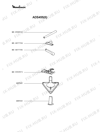 Схема №2 ADS451(0) с изображением Ручка для пылесоса Moulinex MS-0908944