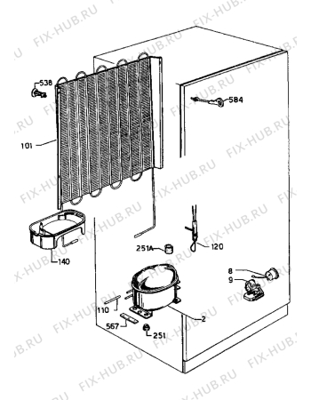 Взрыв-схема холодильника Castor CM2184DT - Схема узла Cooling system 017