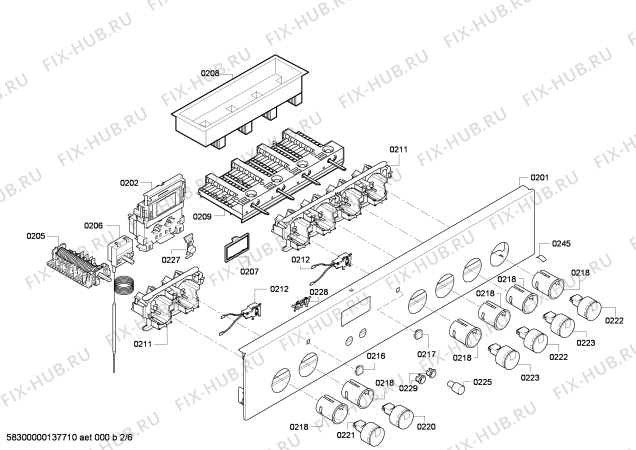 Схема №4 CH232250 с изображением Панель управления для плиты (духовки) Bosch 00671670