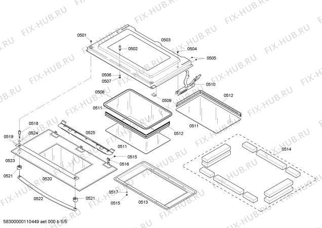 Схема №5 HBL745AUC с изображением Дверь для холодильника Bosch 00239422