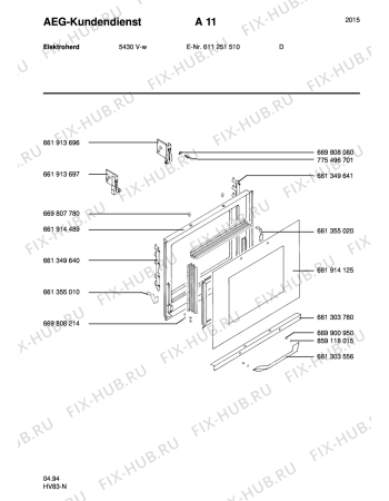 Взрыв-схема плиты (духовки) Aeg 5430V-W - Схема узла Section3