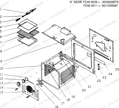 Взрыв-схема плиты (духовки) Indesit FE569211 (F006231) - Схема узла