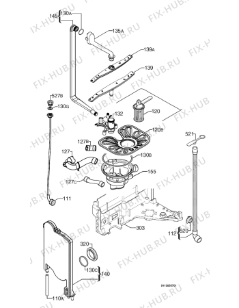 Взрыв-схема посудомоечной машины Rosenlew RW3640 - Схема узла Hydraulic System 272