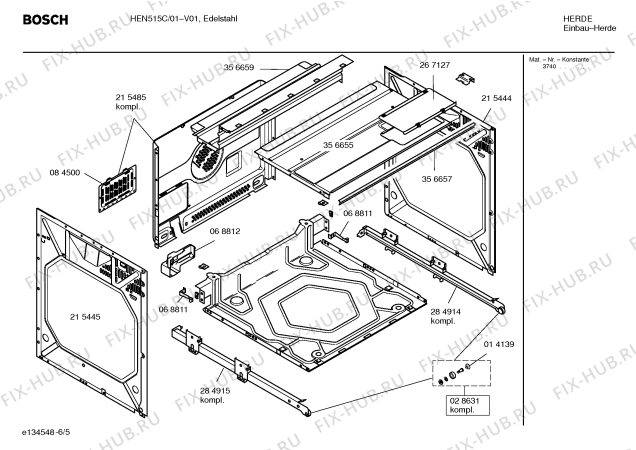 Схема №5 HEN515C с изображением Инструкция по эксплуатации для плиты (духовки) Bosch 00582856
