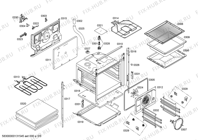 Схема №3 P1HTB48555 с изображением Стеклокерамика для духового шкафа Bosch 00246868