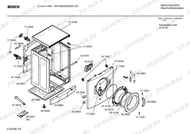 Схема №2 WFO285SGB Exxcel 1400 с изображением Инструкция по установке и эксплуатации для стиральной машины Bosch 00584284