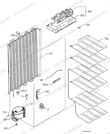 Взрыв-схема холодильника Aeg A2073-8GSS - Схема узла Cooling system 017