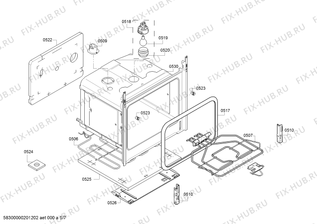Схема №5 HGV745220 с изображением Кабель для плиты (духовки) Bosch 00630084