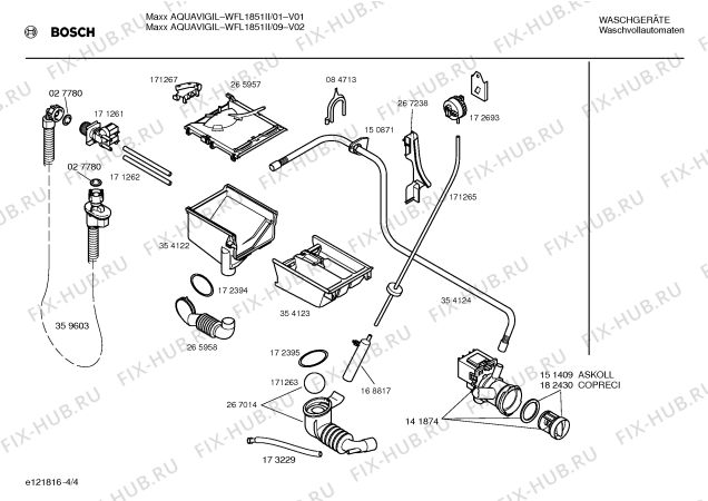 Схема №4 WFL1851II Maxx Aquavigil с изображением Инструкция по установке и эксплуатации для стиралки Bosch 00523389