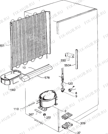 Взрыв-схема холодильника Faure FRI980W - Схема узла Refrigerator cooling system