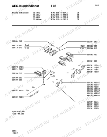 Схема №1 ES 500-B с изображением Кнопка для плиты (духовки) Aeg 8996613011056