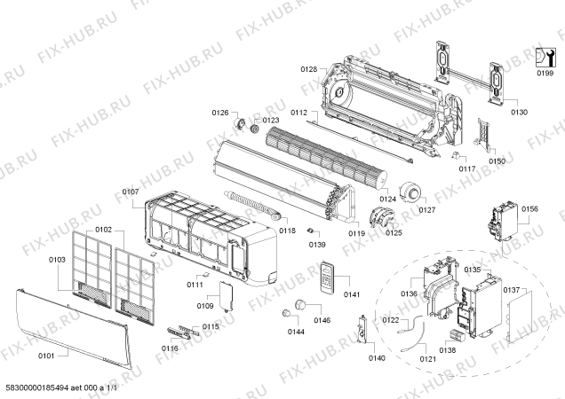 Схема №1 B1ZMI12908 12000 BTU IC UNITE с изображением Испаритель для сплит-системы Bosch 00772523