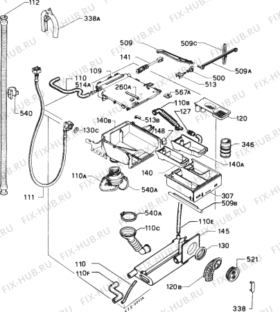 Взрыв-схема стиральной машины Electrolux WH2900 JET - Схема узла Hydraulic System 272