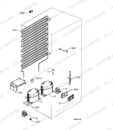 Взрыв-схема холодильника Privileg 247596_8083 - Схема узла Cooling system 017