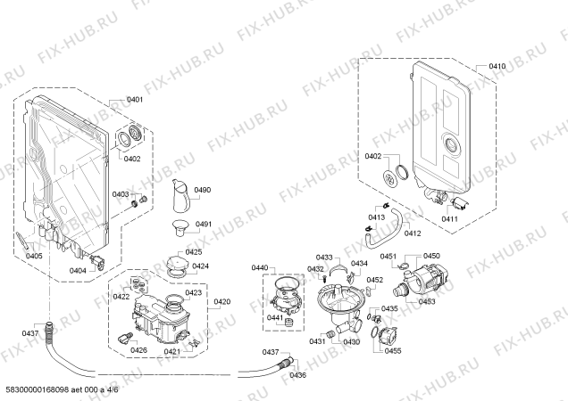 Взрыв-схема посудомоечной машины Bosch SMI69M15EX ActiveWater Eco - Схема узла 04