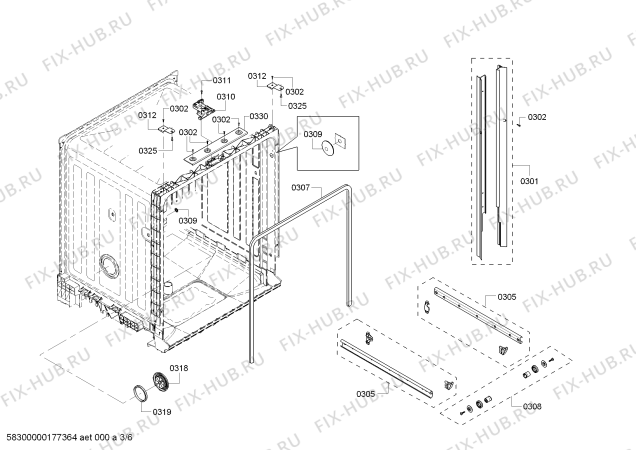 Схема №5 63012243312 Kenmore с изображением Адаптер для посудомойки Bosch 00611569