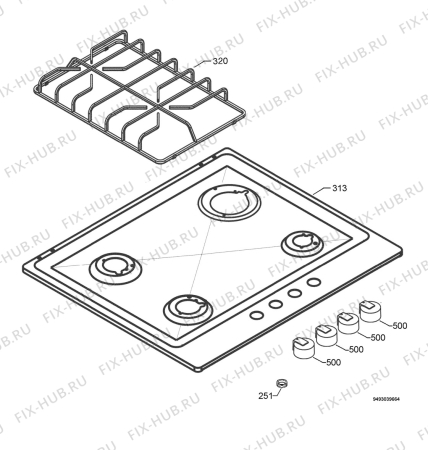 Взрыв-схема плиты (духовки) Electrolux EHG6815X - Схема узла Hob 271