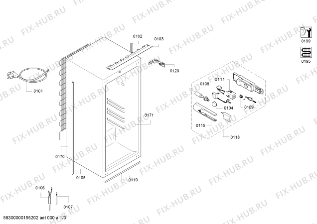 Схема №3 KI18RV60 с изображением Стартовый узел для холодильной камеры Siemens 10001492