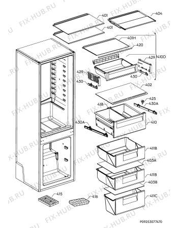 Взрыв-схема холодильника Electrolux ENN3074EFW - Схема узла Internal parts