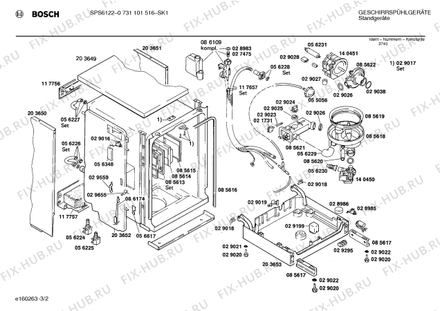 Взрыв-схема посудомоечной машины Bosch 0731101516 SPS6122 - Схема узла 02