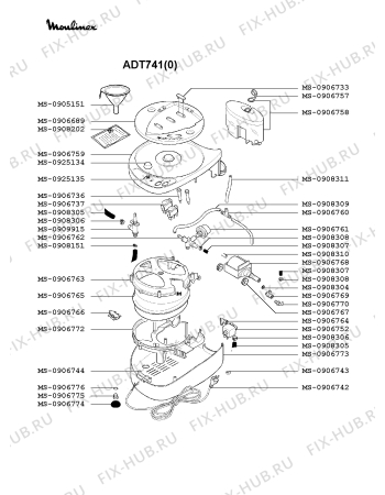 Взрыв-схема утюга (парогенератора) Moulinex ADT741(0) - Схема узла SP002220.4P2