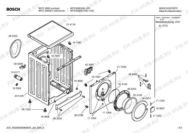 Схема №4 WFD2060 WFD2060 electronic с изображением Панель управления для стиралки Bosch 00362796