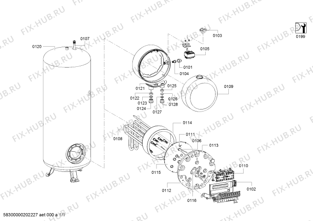 Схема №1 7736504808 TR2000TF 200 T с изображением Винт для электроводонагревателя Siemens 10004152