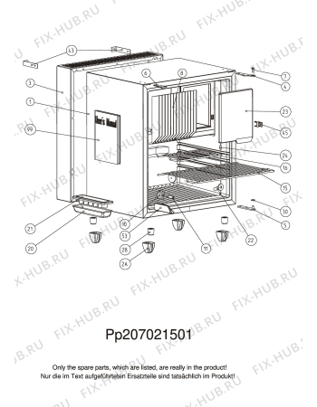 Взрыв-схема холодильника Dometic A552E - Схема узла Housing 001