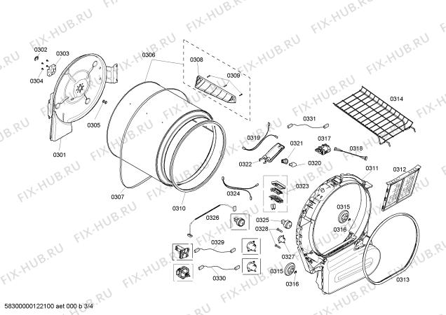 Взрыв-схема сушильной машины Bosch WTMC4521UC Nexxt DLX Series - Схема узла 03